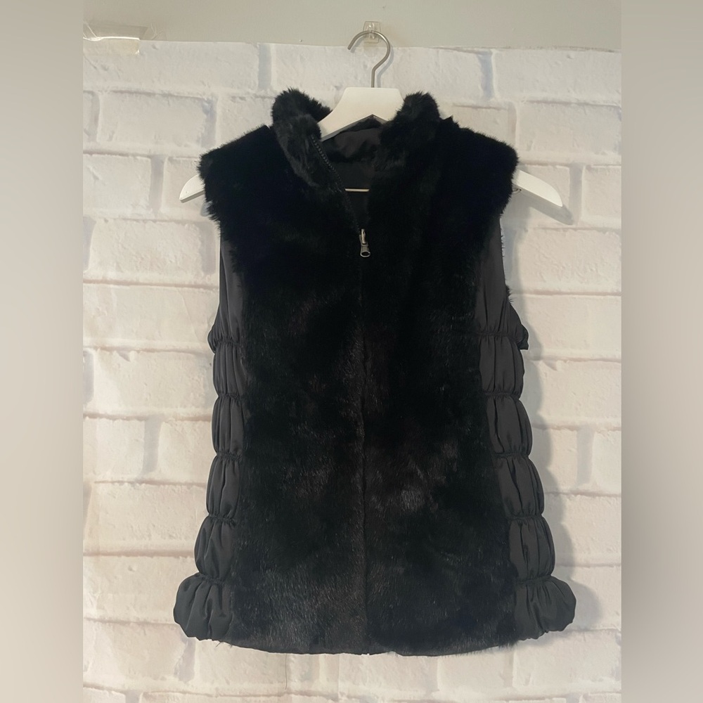 Black Reversible Faux Fur Vest